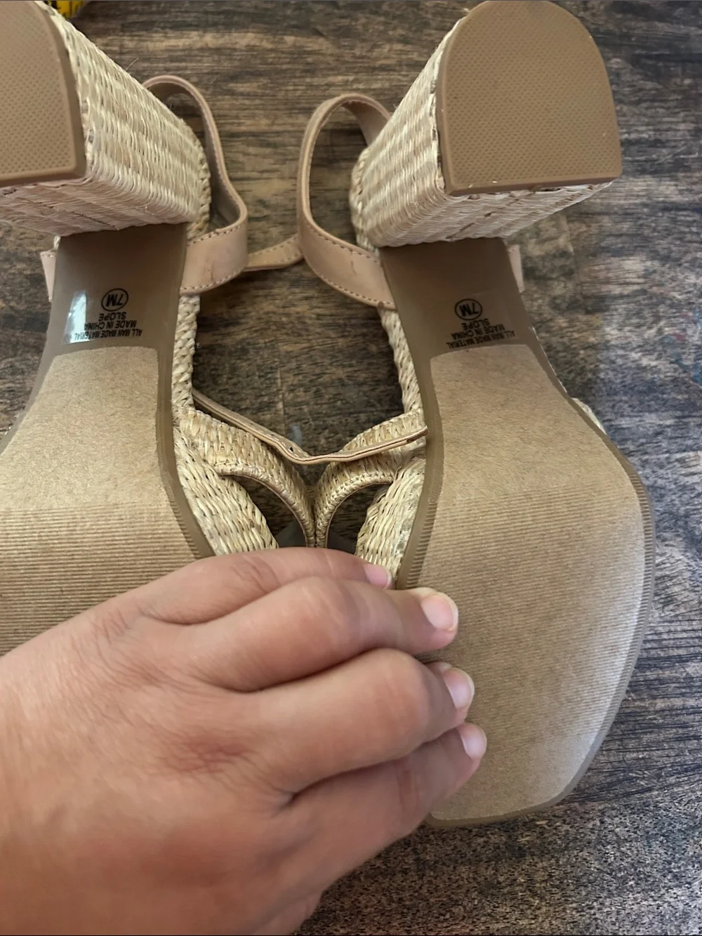 Woven Espadrille Platform Sandals in Beige with Ankle Strap